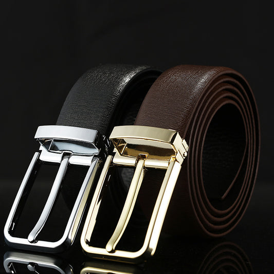 First Layer Cowhide Men's Simplicity Pin Buckle Belt